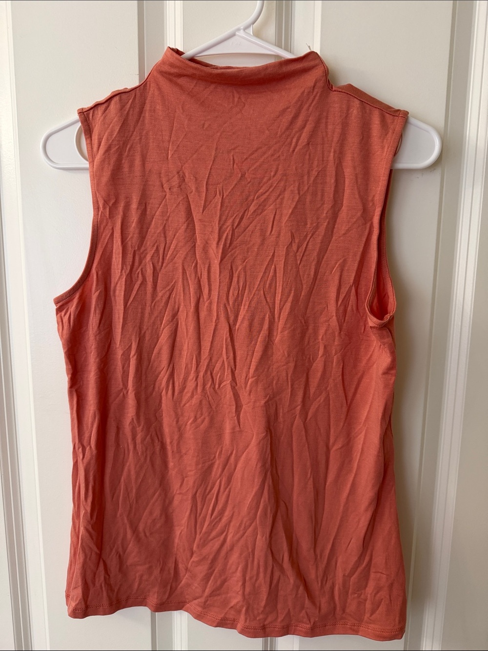 Garnet Hill Coral Mock Neck Sleeveless Tank